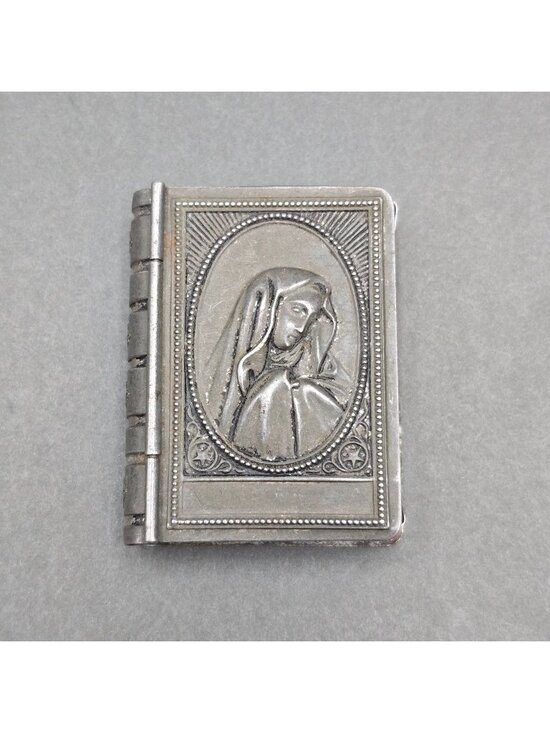 Estate Other - Vintage Book Rosary Case Saint Therese Czech Silver Plated Metal Locket Box